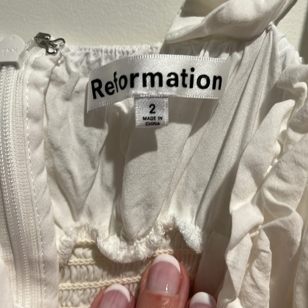 Reformation White Sleeveless Ruffled Bust Midi Dress - Picture 6 of 7